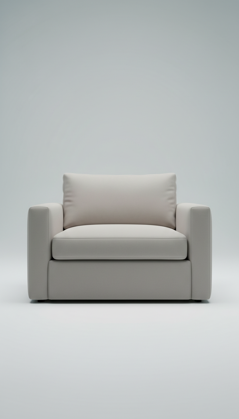 Minimalist Armchair in Soft Concrete Upholstery