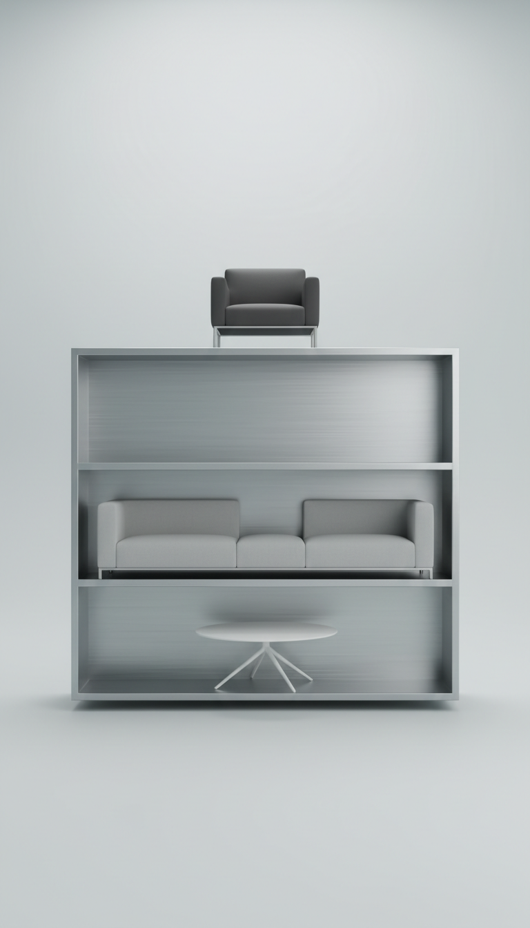 Brushed Steel Open Shelving Unit